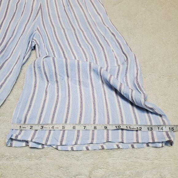 NWT Needlework Blue White Striped Sleeveless Halter Cottage Wide Leg Romper L - Picture 8 of 12